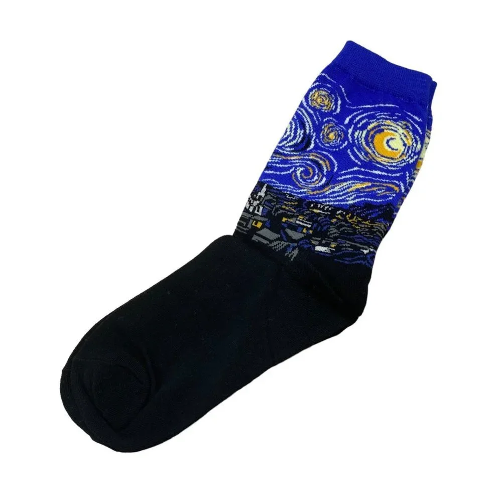 Hot‎ Sox Vincent Van Gogh Starry Night Painting Artist Series Crew Socks Adult